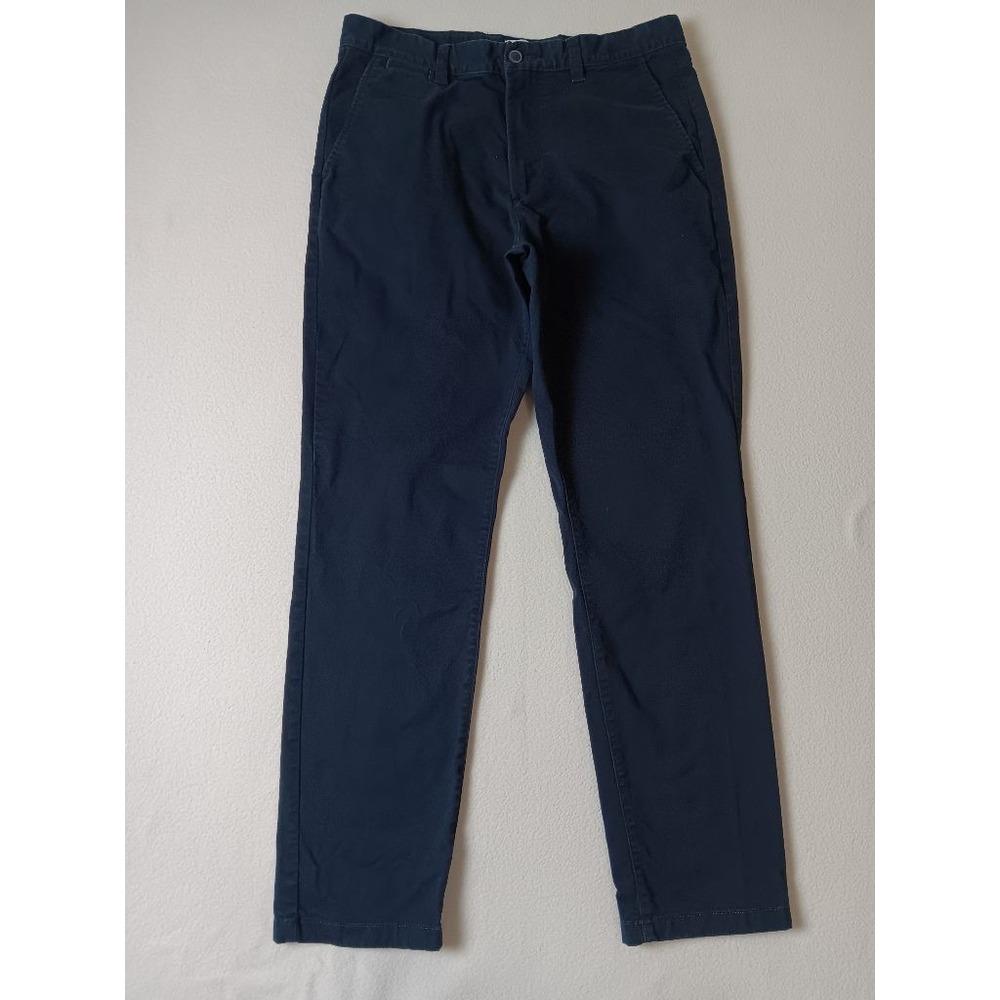 H&M Slim Fit Chinos Mens Size 31 Navy Blue Cotton Stretch Flat Front Pants